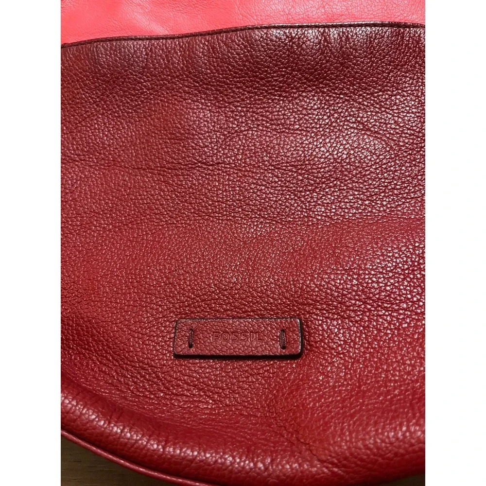 Fossil Keely Leather Crossbody Bag Vibrant Two Tone Red Pink‎ Shoulder Bag